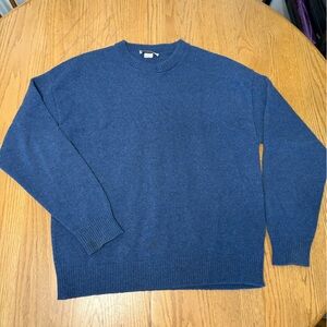 Prego Men's Classic Shetland Wool Blend Blue Crewneck Sweater Knit Washable 80s